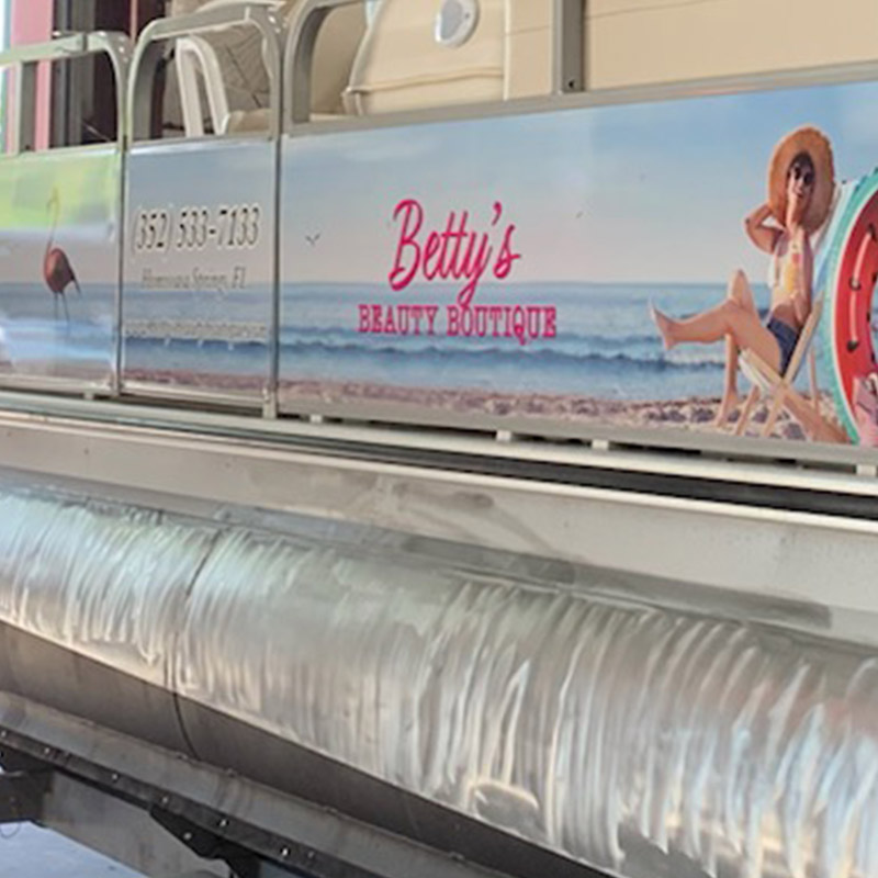 Betty's Beauty Boutique Pontoon Boat Wrap